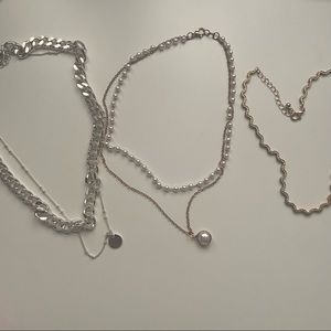🍓 SET OF PRETTY MINIMALISTIC NECKLACES PEARL, GOLD, SILVER, CHAIN